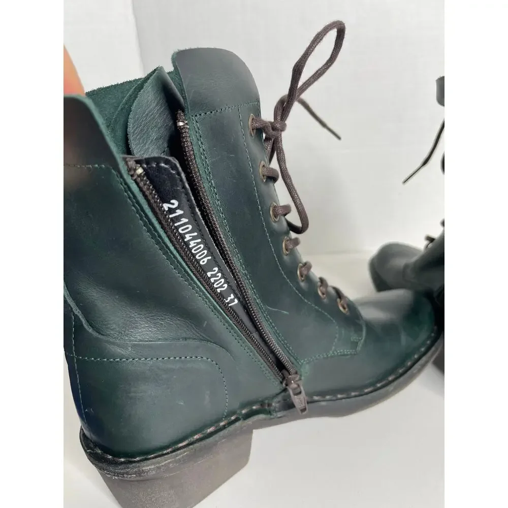 NEW NWOB Fly London Women's MILU Side-Zip Lace-up Ankle Boot Green Sizde 37